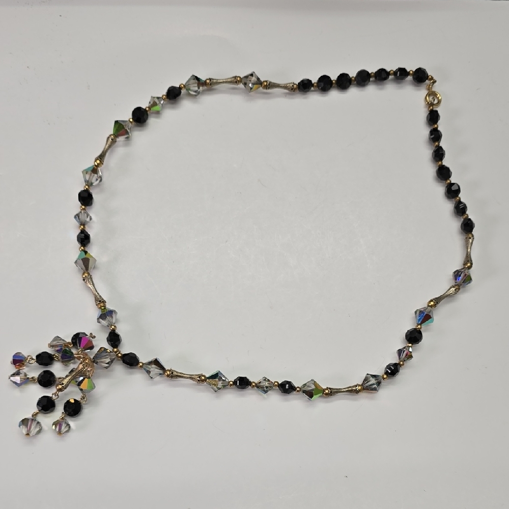 Vintage Black and Silver Crystal Necklace